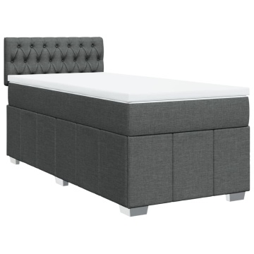 Pat box spring cu saltea, gri închis, 90x190 cm, textil - Img 2