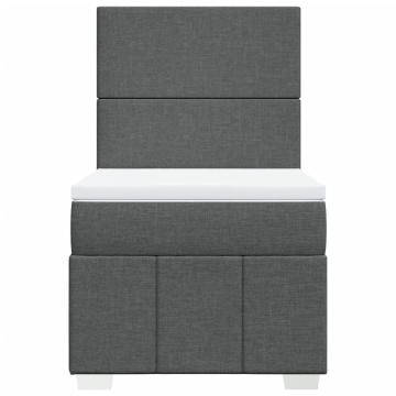 Pat box spring cu saltea, gri închis, 90x190 cm, textil - Img 4