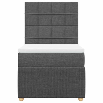 Pat box spring cu saltea, gri închis, 90x190 cm, textil - Img 4