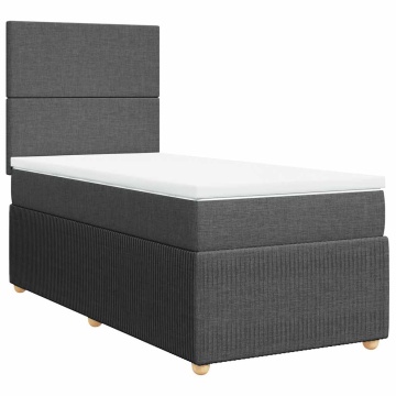 Pat box spring cu saltea, gri închis, 90x190 cm, textil - Img 2