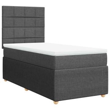 Pat box spring cu saltea, gri închis, 90x190 cm, textil - Img 3