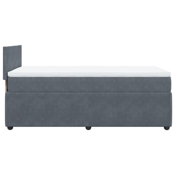 Pat box spring cu saltea, gri închis, 90x200 cm, catifea - Img 6
