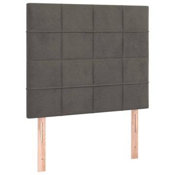 Pat box spring cu saltea, gri închis, 90x200 cm, catifea - Img 5