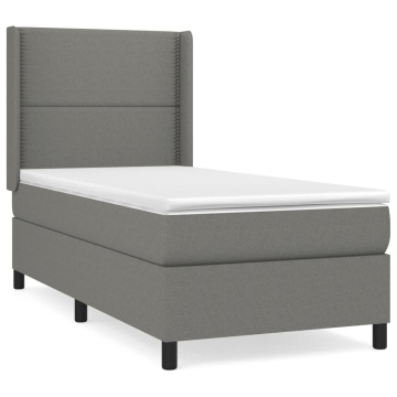 Pat box spring cu saltea, gri închis, 90x200 cm, textil - Img 2
