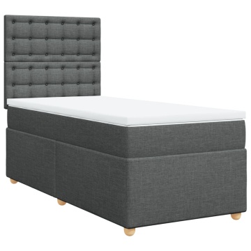 Pat box spring cu saltea, gri închis, 90x200 cm, textil - Img 3