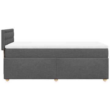 Pat box spring cu saltea, gri închis, 90x200 cm, textil - Img 6