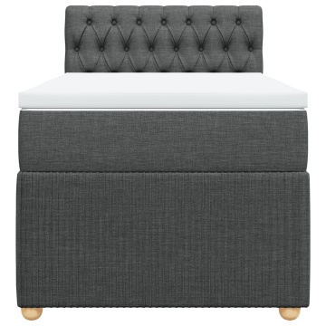 Pat box spring cu saltea, gri închis, 90x200 cm, textil - Img 5