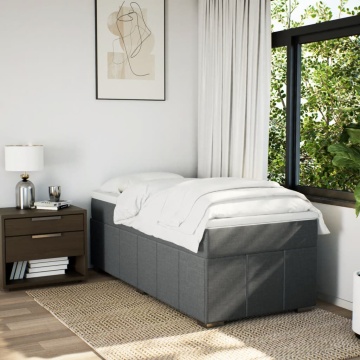 Pat box spring cu saltea, gri închis, 90x200 cm, textil - Img 3