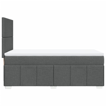 Pat box spring cu saltea, gri închis, 90x200 cm, textil - Img 6