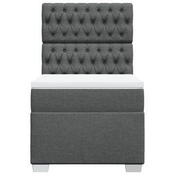 Pat box spring cu saltea, gri închis, 90x200 cm, textil - Img 5