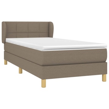 Pat box spring cu saltea, gri taupe, 90x200 cm, textil - Img 3