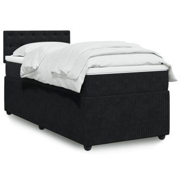 Pat box spring cu saltea, negru, 100x200 cm, catifea - Img 1