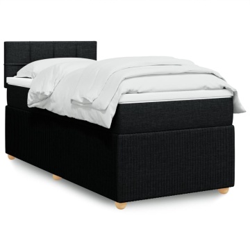 Pat box spring cu saltea, negru, 100x200 cm, textil - Img 1