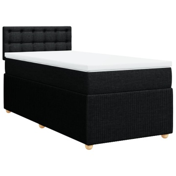 Pat box spring cu saltea, negru, 100x200 cm, textil - Img 2