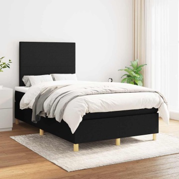 Pat box spring cu saltea, negru, 120x190 cm, catifea - Img 3