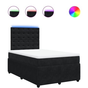Pat box spring cu saltea, negru, 120x200 cm, catifea - Img 2