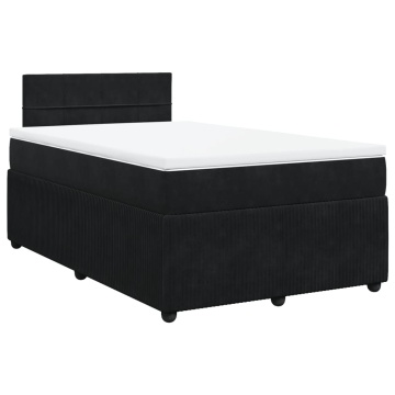 Pat box spring cu saltea, negru, 120x200 cm, catifea - Img 2
