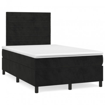 Pat box spring cu saltea, negru, 120x200 cm, catifea - Img 2