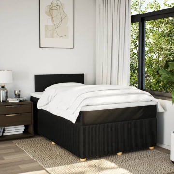 Pat box spring cu saltea, negru, 120x200 cm, textil - Img 3