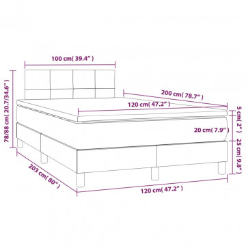 Pat box spring cu saltea, negru, 120x200 cm, textil - Img 6