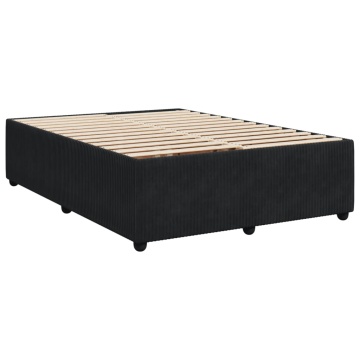 Pat box spring cu saltea, negru, 140x190 cm, catifea - Img 5