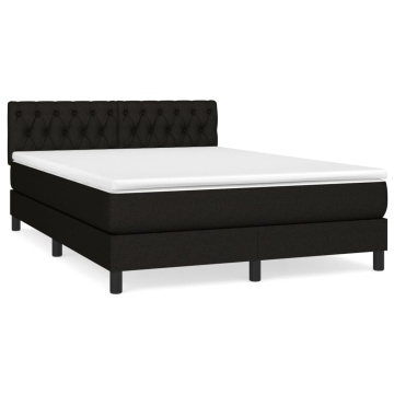 Pat box spring cu saltea, negru, 140x190 cm, textil - Img 2