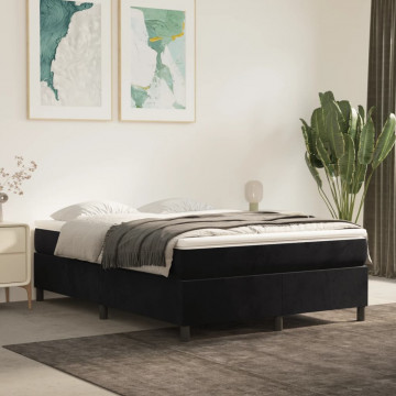 Pat box spring cu saltea, negru, 140x200 cm, catifea - Img 1