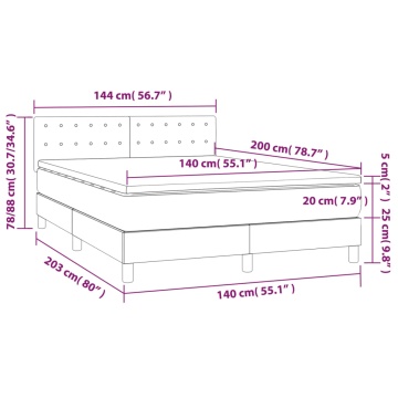 Pat box spring cu saltea, negru, 140x200 cm, textil - Img 6