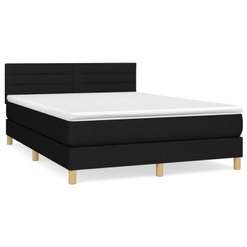 Pat box spring cu saltea, negru, 140x200 cm, textil - Img 2
