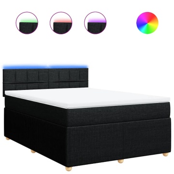 Pat box spring cu saltea, negru, 140x200 cm, textil - Img 2