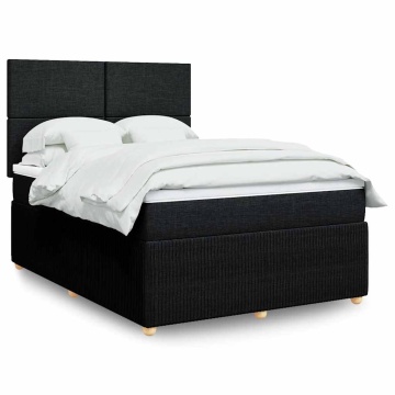 Pat box spring cu saltea, negru, 140x200 cm, textil - Img 1