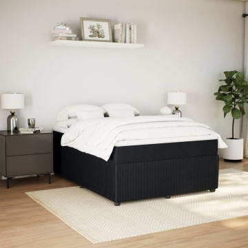 Pat box spring cu saltea, negru, 160x200 cm, catifea - Img 3