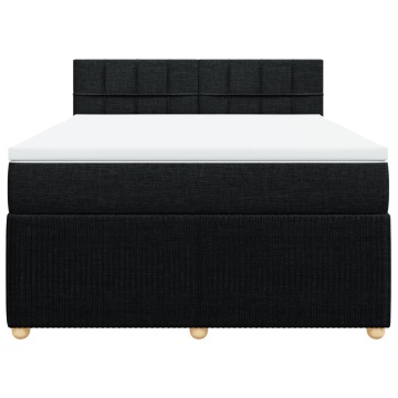 Pat box spring cu saltea, negru, 160x200 cm, textil - Img 5