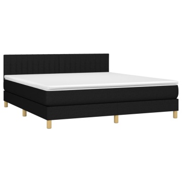 Pat box spring cu saltea, negru, 160x200 cm, textil - Img 3
