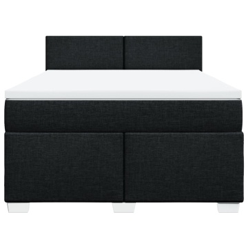 Pat box spring cu saltea, negru, 160x200 cm, textil - Img 4