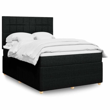 Pat box spring cu saltea, negru, 160x200 cm, textil - Img 1