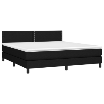 Pat box spring cu saltea, negru, 180x200 cm, catifea - Img 3