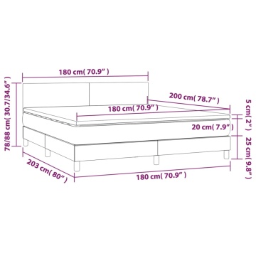 Pat box spring cu saltea, negru, 180x200 cm, catifea - Img 6
