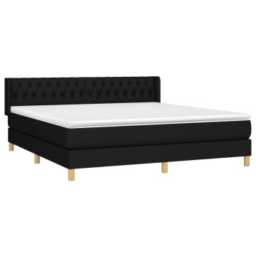 Pat box spring cu saltea, negru, 180x200 cm, catifea - Img 3