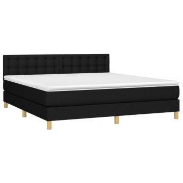 Pat box spring cu saltea, negru, 180x200 cm, catifea - Img 3