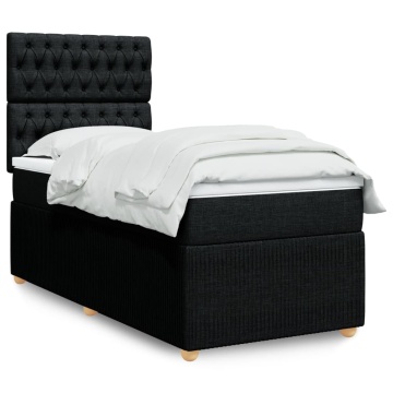 Pat box spring cu saltea, negru, 80x200 cm, textil - Img 1