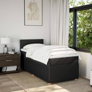 Pat box spring cu saltea, negru, 80x200 cm, textil - Img 4