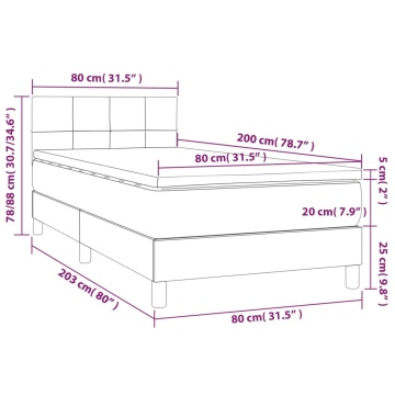 Pat box spring cu saltea, negru, 80x200 cm, textil - Img 6