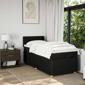 Pat box spring cu saltea, negru, 80x200 cm, textil - Img 4