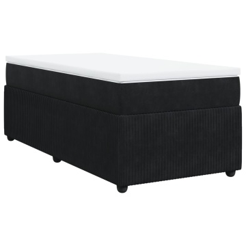 Pat box spring cu saltea, negru, 90x190 cm, catifea - Img 2