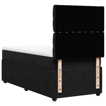 Pat box spring cu saltea, negru, 90x190 cm, catifea - Img 7