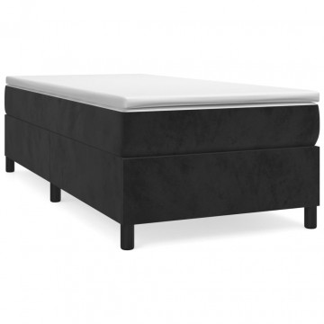 Pat box spring cu saltea, negru, 90x190 cm, catifea - Img 2