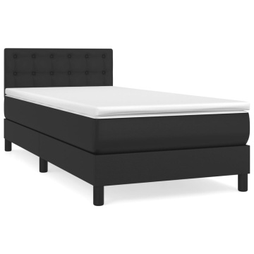 Pat box spring cu saltea, negru, 90x190 cm, piele ecologică - Img 2