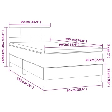 Pat box spring cu saltea, negru, 90x190 cm, textil - Img 6