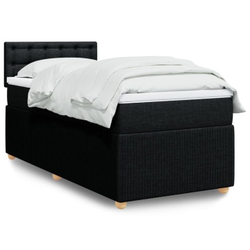 Pat box spring cu saltea, negru, 90x190 cm, textil - Img 1